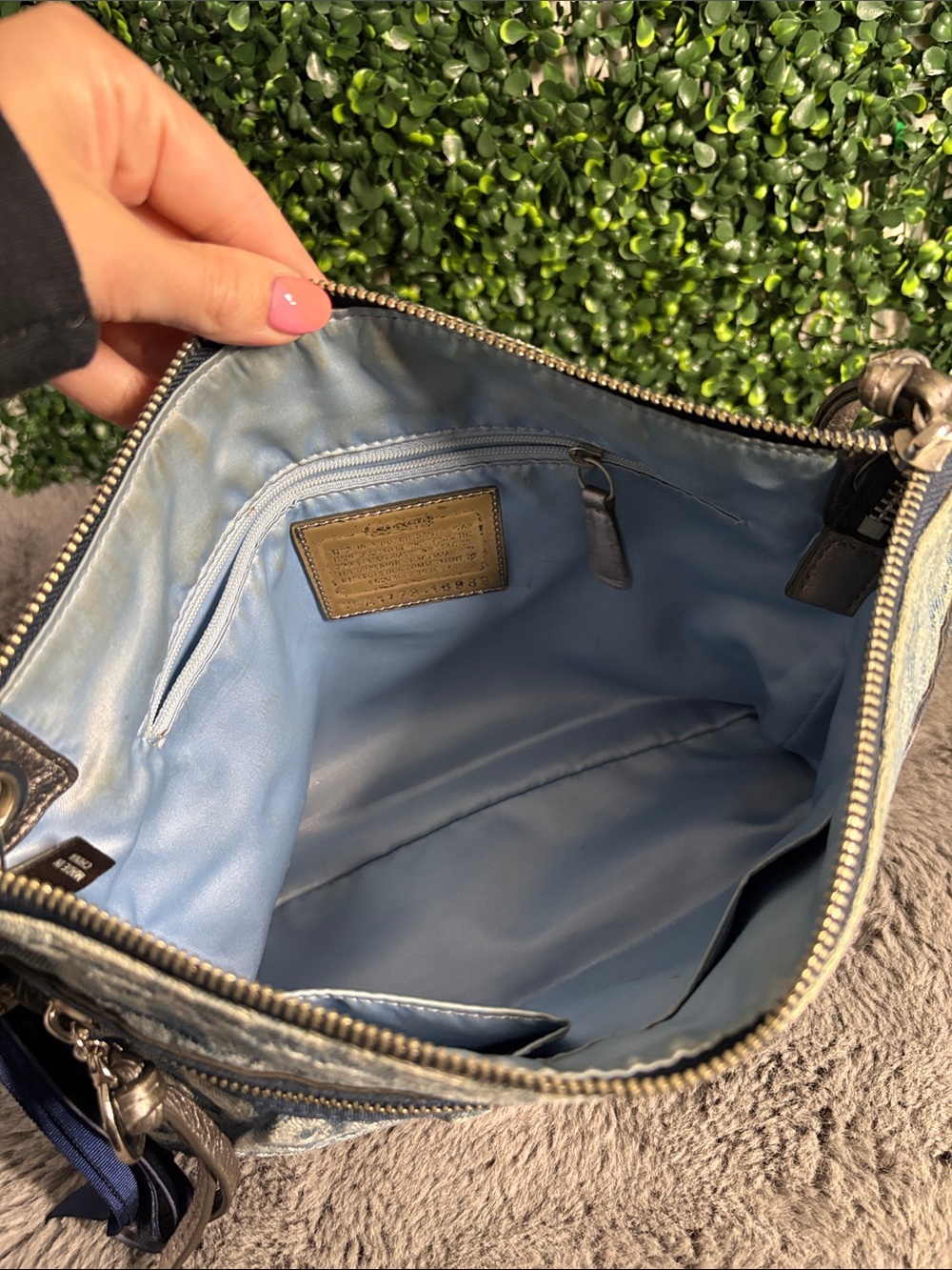 Coach Denim Blue Poppy Jacquard Shoulder Bag - Picture 4 of 8